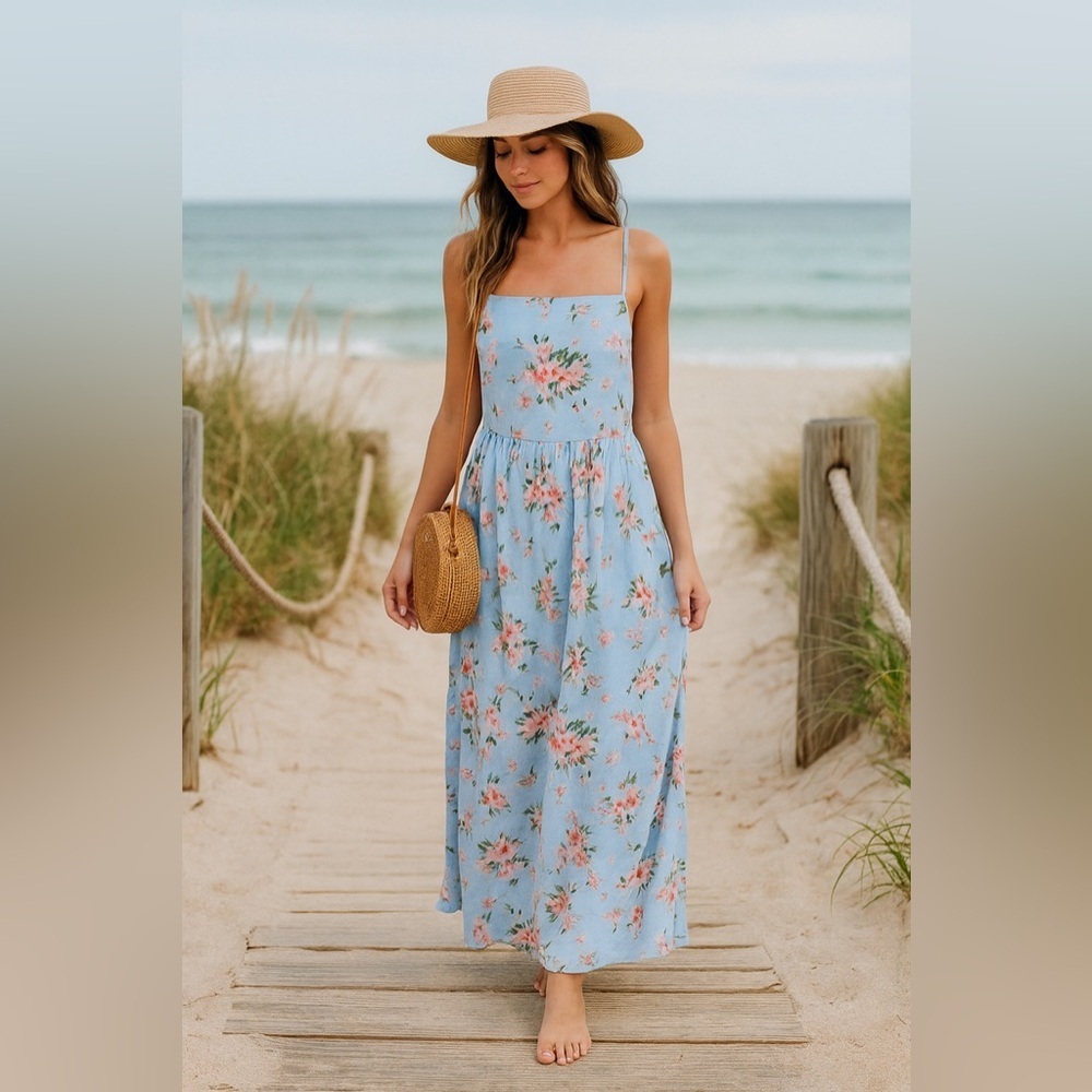 Ever After Floral long dress with side‎ slit NWOT